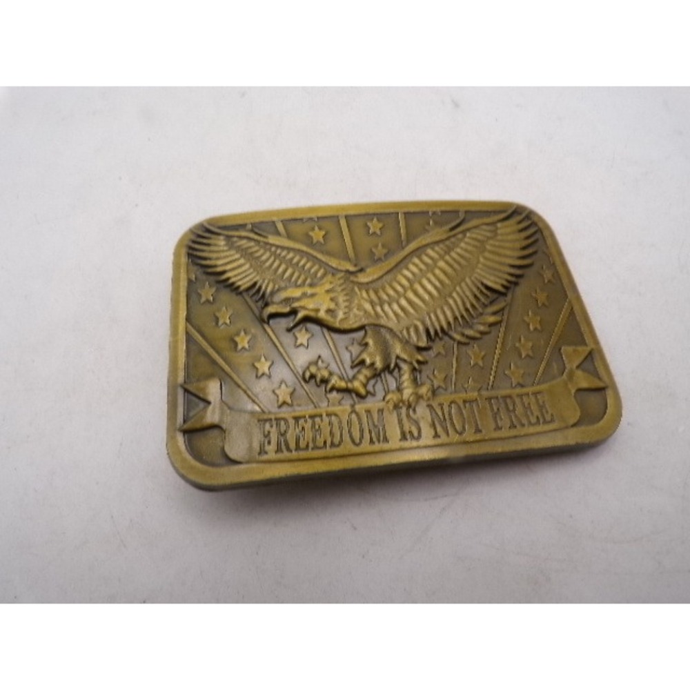 Vintage Siskiyou Brass Eagle Belt Buckle Freedom Is Not Free‎ Patriotic USA Made